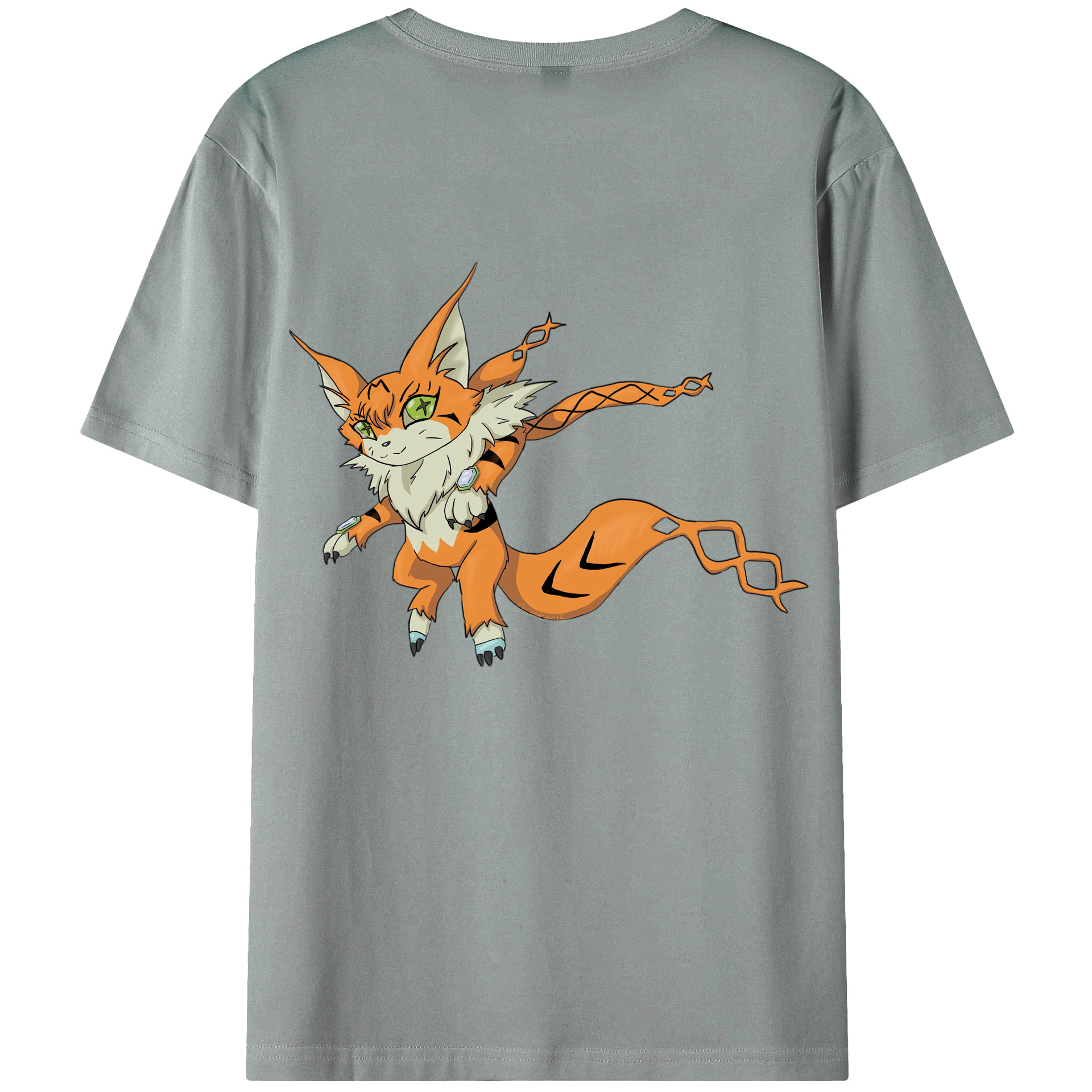 （画像用） Digimon デジタルモンスター/デジモン 綿100％ メンズ半袖Tシャツ（バックプリント） 通気性